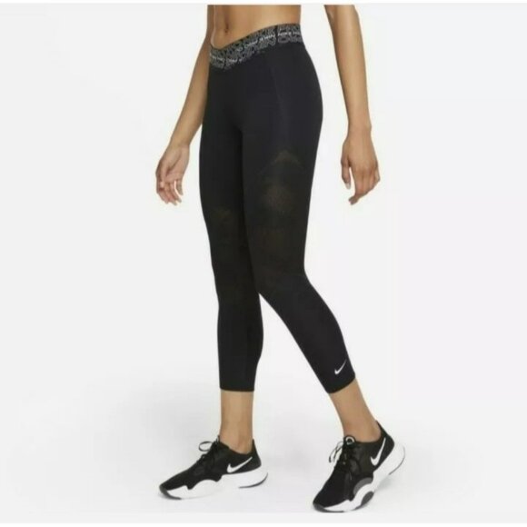 SMALL WOMEN'S NIKE PRO LEGGINGS GREY / BLACK DD1802-010 - Picture 1 of 7